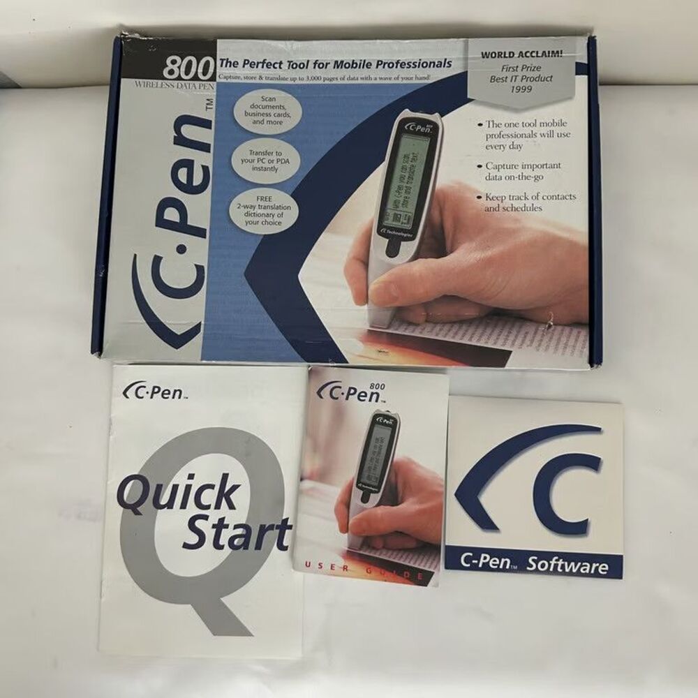 C-Pen 800 Wireless Data Pen Digital Text Scanner OCR Vintage New Open Box Silver